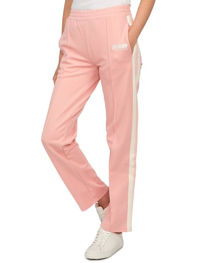 Women's Embroidered Logo Striped Track Pants Baby Pink - SPORTY & RICH - BALAAN 6