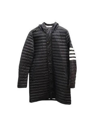 Diagonal armband quilted mat hood long padding black MOD013X 05411 - THOM BROWNE - BALAAN 1