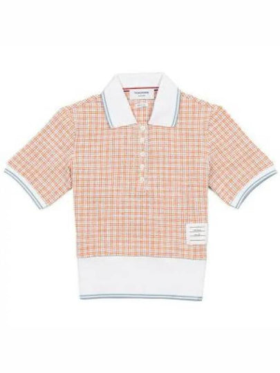 Checked Tweed Shrunken Short Sleeve Polo Pink - THOM BROWNE - BALAAN 2