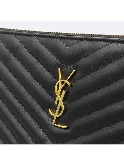 440222 Chevron quilted matelass YSL monogram clutch - SAINT LAURENT - BALAAN 2