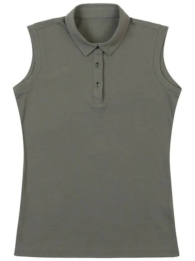 Golf Wear C P Lecture Basic Sleeveless T-Shirt KHAKI - WHITEBALL - BALAAN 1