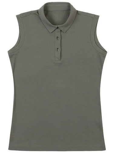 Golf Wear C P Lecture Basic Sleeveless T-Shirt KHAKI - WHITEBALL - BALAAN 1