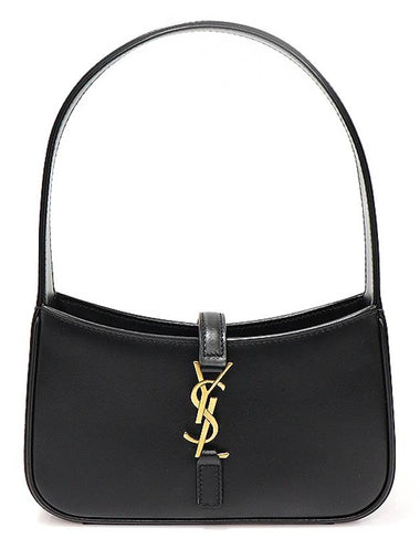 710318 Black Smooth Calfskin Gold Monogram LE 5 A 7 Mini Hobo Shoulder Bag - SAINT LAURENT - BALAAN 1