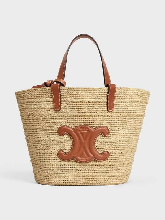 Teen Supple Classic Panier Raffia Calfskin Tote Bag Tan - CELINE - BALAAN 2