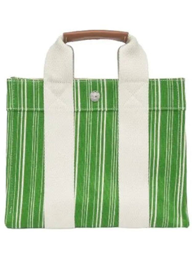 Striped Linen Tote Bag Green - RUE DE VERNEUIL - BALAAN 1