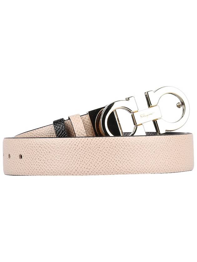 Salvatore Double Gancini Reversible Belt Beige - SALVATORE FERRAGAMO - BALAAN.