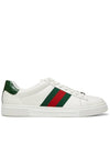 Ace Web Leather Low Top Sneakers White - GUCCI - BALAAN 2