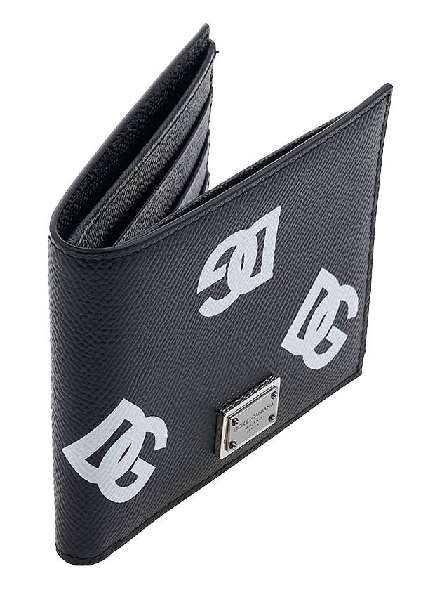 DG Logo Print Calfskin Half Wallet Black - DOLCE&GABBANA - BALAAN 3