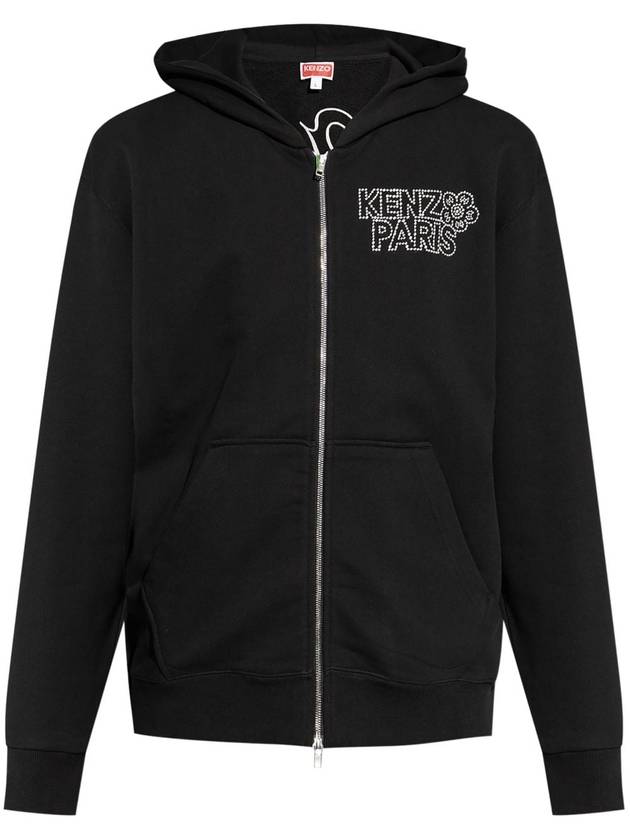 Logo Cotton Zip-Up Jacket Black - KENZO - BALAAN 2