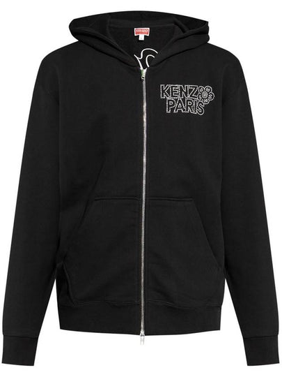 Logo Cotton Zip-Up Jacket Black - KENZO - BALAAN 2