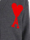 Big Heart Logo Wool Cardigan Grey - AMI - BALAAN 4