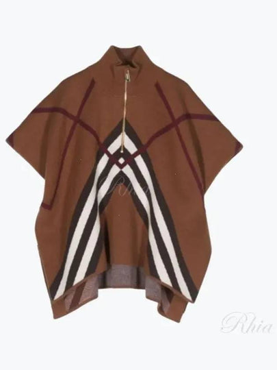 Kids Beatrix Chevron Cape Coat Dark Birch Brown - BURBERRY - BALAAN 2