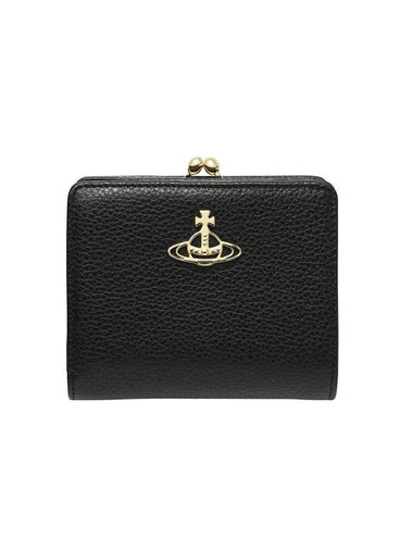 Grain Leather Frame Half Wallet Black - VIVIENNE WESTWOOD - BALAAN 1