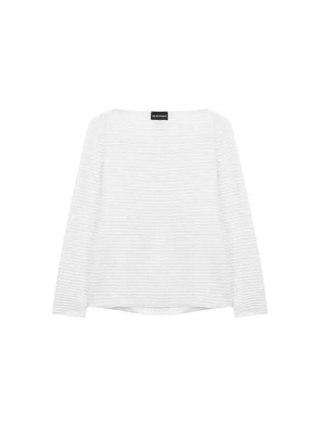 Women s Embossed Striped Easy Knit White - EMPORIO ARMANI - BALAAN 1