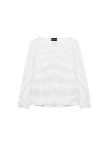 Women s Embossed Striped Easy Knit White - EMPORIO ARMANI - BALAAN 1