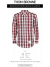 Tartan Check Poplin Straight Fit Long Sleeve Shirt Red - THOM BROWNE - BALAAN.