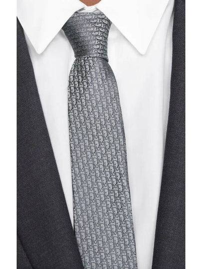 Homme Oblique Silk Tie Grey - DIOR - BALAAN 2