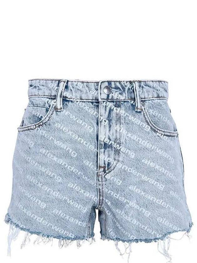 All-Over Logo Bite High Waist Denim Shorts Blue - ALEXANDER WANG - BALAAN 2