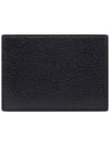 Pebble Grain Leather Stripe Single Card Wallet Black - THOM BROWNE - BALAAN 5