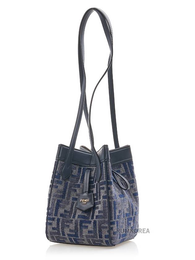 Origami Small FF Chenille Bucket Bag Dark Blue - FENDI - BALAAN 3