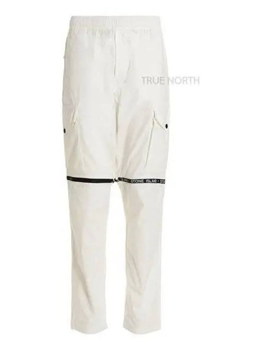 Logo Zipper Cargo Straight Pants White - STONE ISLAND - BALAAN 2