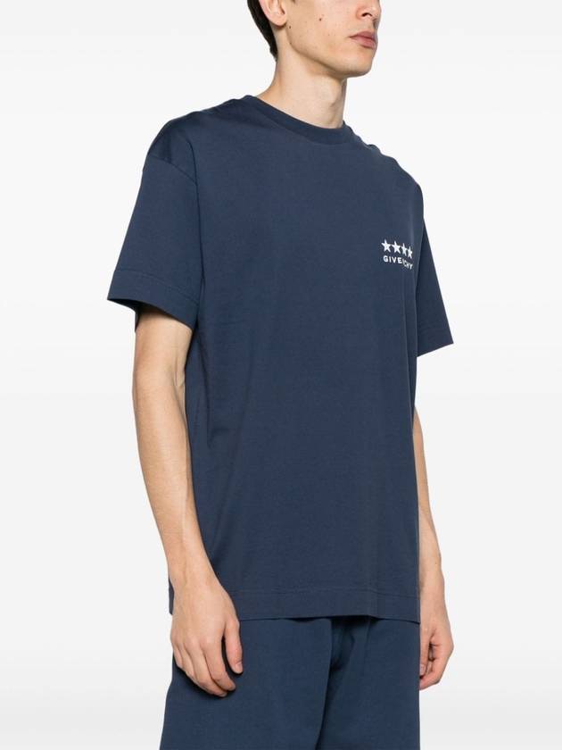 Logo Print Short Sleeve T-Shirt Blue - GIVENCHY - BALAAN 4