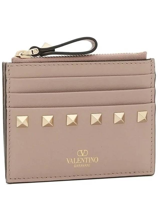 Women's Rockstud Coin Card Wallet Pink - VALENTINO - BALAAN 5