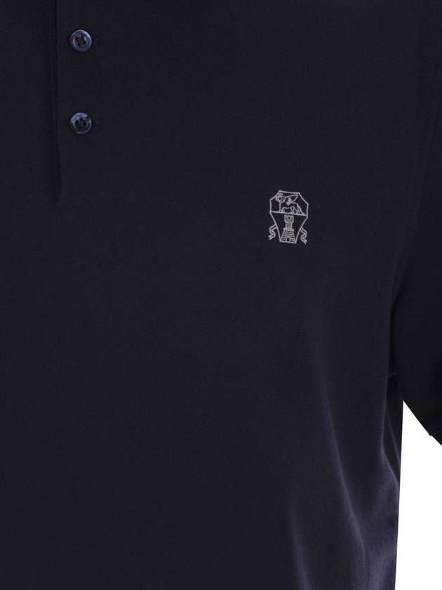 Cotton polo shirt with printed logo - BRUNELLO CUCINELLI - BALAAN 4