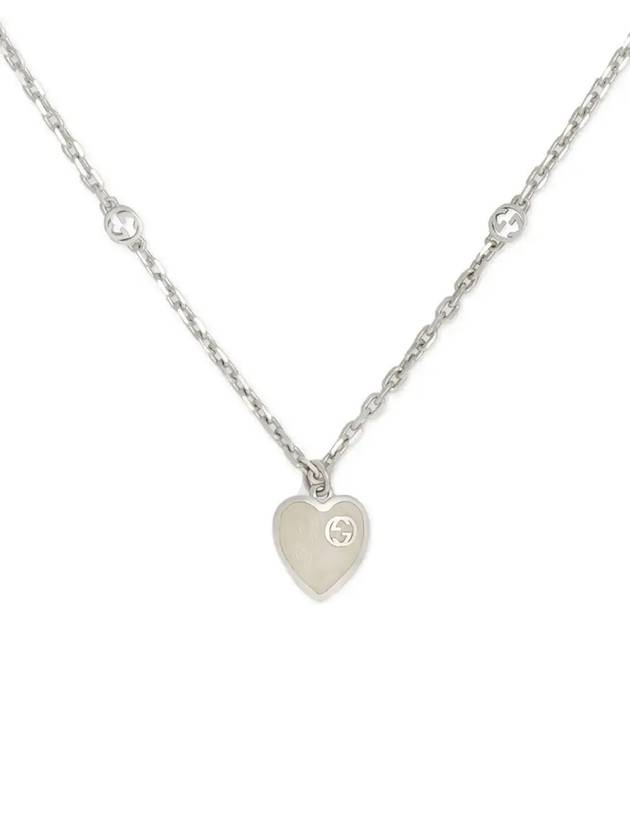 Interlocking G Heart Pendant Chain Necklace Silver - GUCCI - BALAAN 4