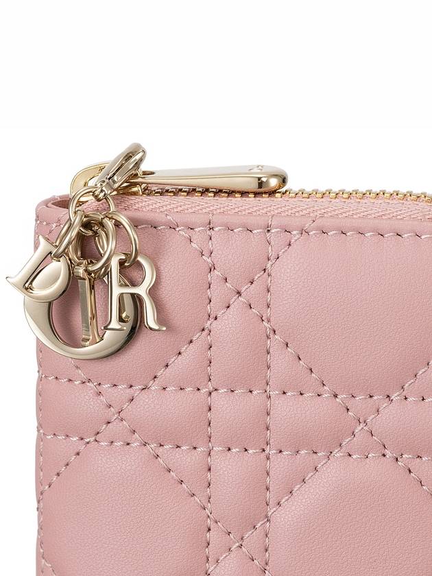 Lady Voyageur Cannage Lambskin Small Coin Wallet Melocoton Pink - DIOR - BALAAN 5