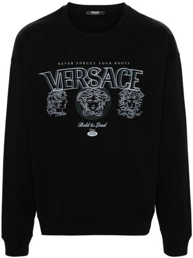 Logo Print Sweatshirt Black - VERSACE - BALAAN 1