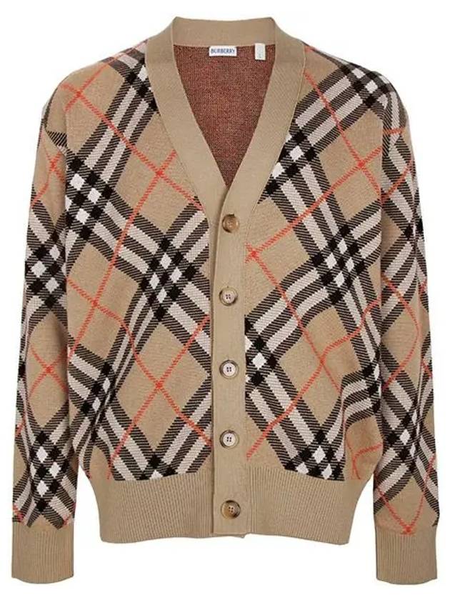 Check Wool Mohair Blend Cardigan Sand - BURBERRY - BALAAN 5