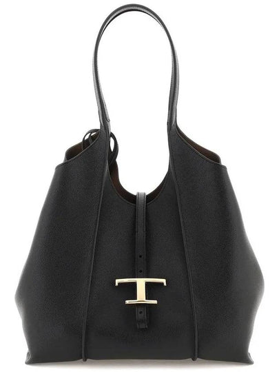 Logo T Timeless Leather Tote Bag Black - TOD'S - BALAAN 2