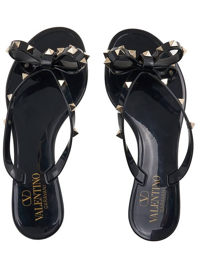 Rubber Rockstud Flip Flops Black - VALENTINO - BALAAN 7