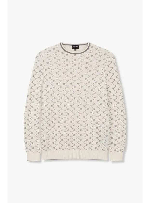 Men s Rhombus Pattern Roll Neck Pullover Cream - GIORGIO ARMANI - BALAAN 1