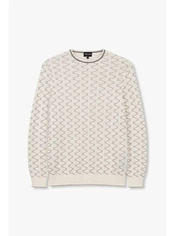 Men s Rhombus Pattern Roll Neck Pullover Cream - GIORGIO ARMANI - BALAAN 1