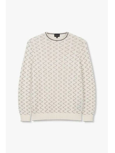 Men s Rhombus Pattern Roll Neck Pullover Cream - GIORGIO ARMANI - BALAAN 1