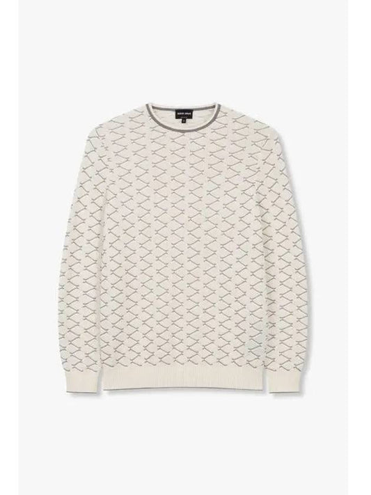 Men s Rhombus Pattern Roll Neck Pullover Cream - GIORGIO ARMANI - BALAAN 1