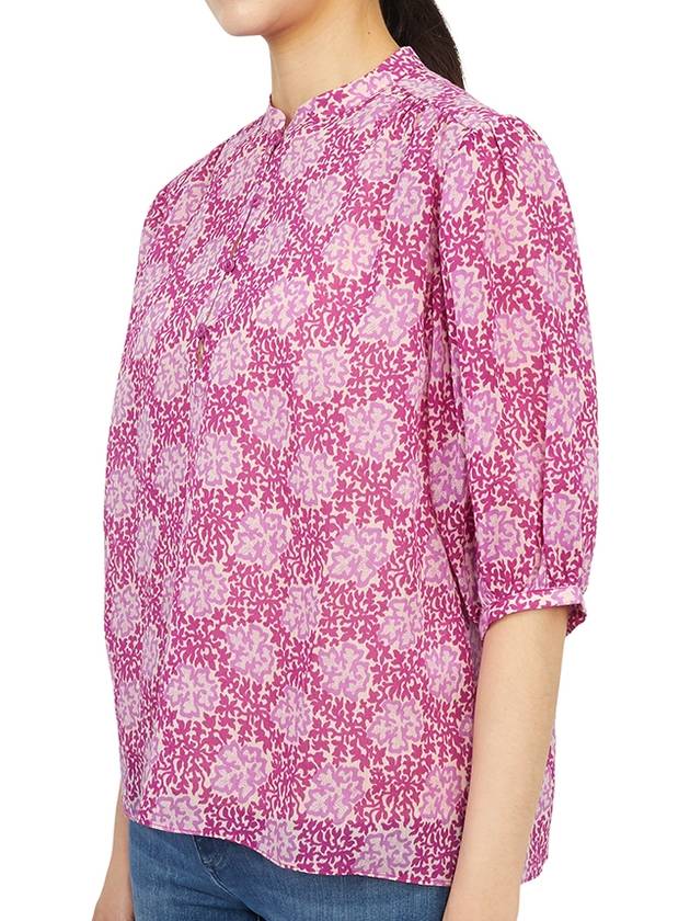 Women's Half Button Rami Cotton Blouse Pink - VANESSA BRUNO - BALAAN 3