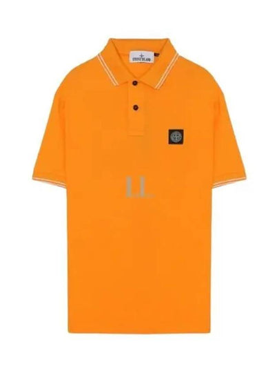 Stretch Cotton Pique Short Sleeve Polo Shirt Orange - STONE ISLAND - BALAAN 2