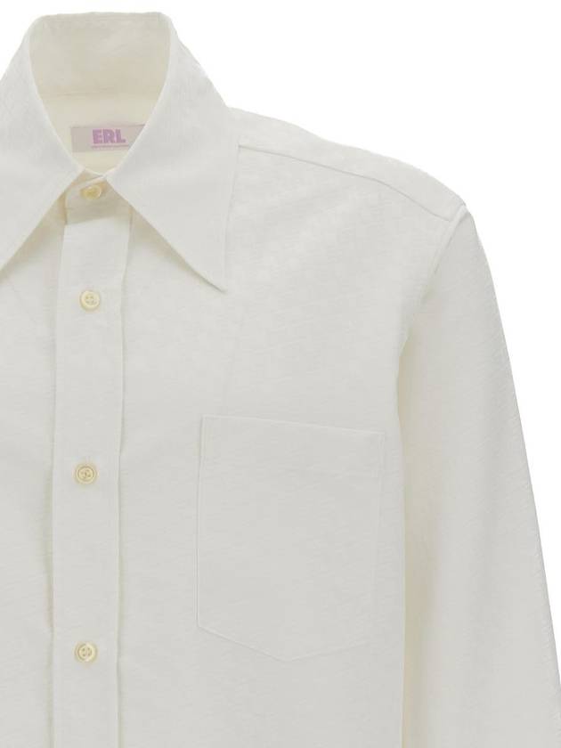 White Buttoned Up  Oversize Shirt In Polyester Unisex - ERL - BALAAN 3