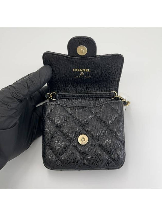 24S Caviar Square Mini Chain Bag Quilted Black AP3259 - CHANEL - BALAAN 2