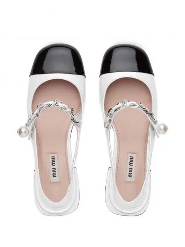 Two Tone Patent Leather Slingback Pumps White - MIU MIU - BALAAN 2