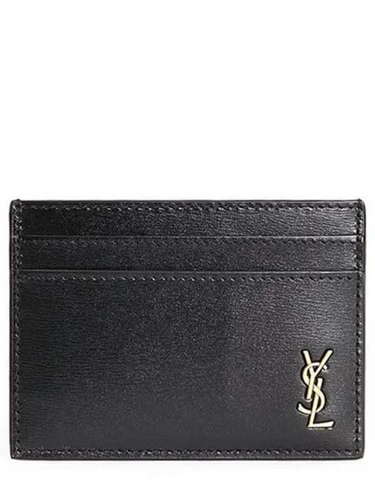 Tiny Monogram Shiny Leather Card Case Black - SAINT LAURENT - BALAAN 2