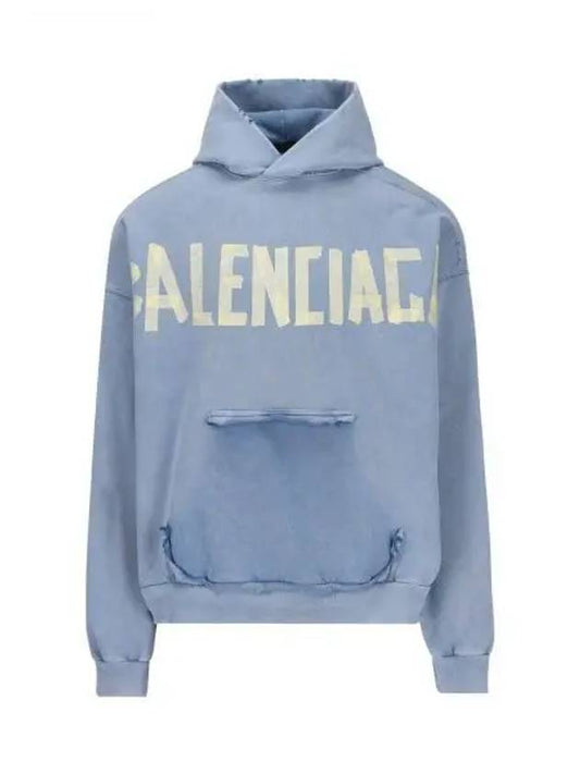 Tape Type Ripped Pocket Large Fit  Hoodie Faded Blue - BALENCIAGA - BALAAN 2