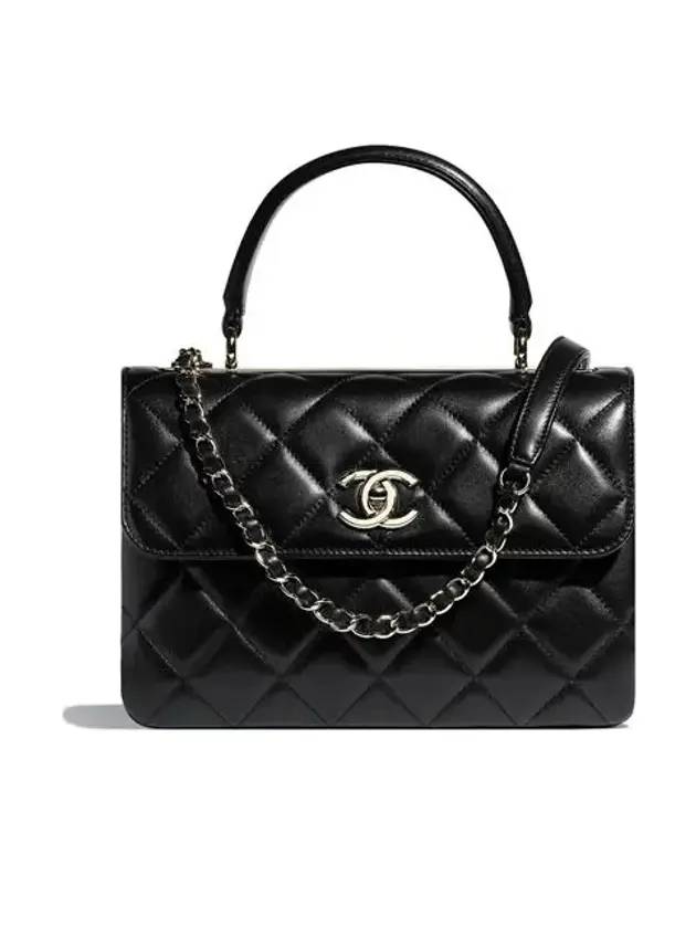 Gold Plated CC Top Handle Flap Small Tote Bag Black - CHANEL - BALAAN 1