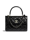 Gold Plated CC Top Handle Flap Small Tote Bag Black - CHANEL - BALAAN.