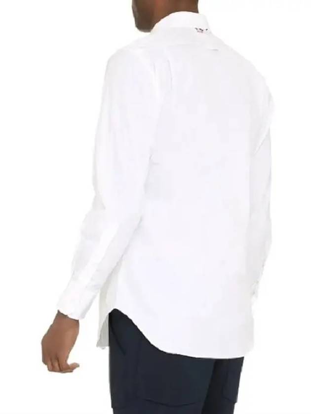 Men's Grosgrain Placket Solid Poplin Long Sleeve Shirt White - THOM BROWNE - BALAAN 3