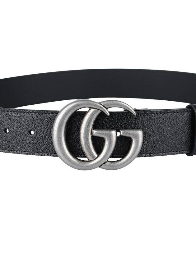 GG Marmont Double Buckle Belt Black Silver - GUCCI - BALAAN 9