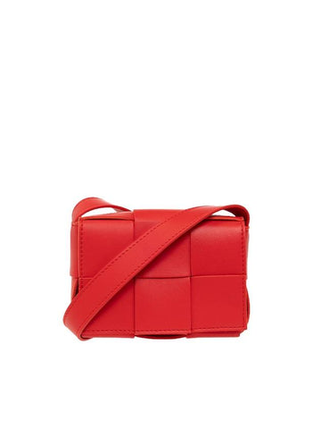 Intrecciato Cassette Small Cross Bag Red - BOTTEGA VENETA - BALAAN 1